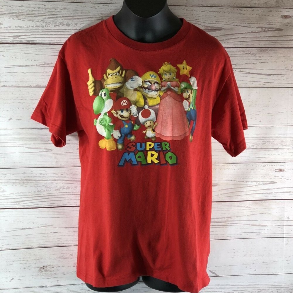 Nintendo Super Mario Bros Crew Group T-Shirt Short sleeve Red Youth size M